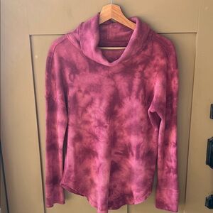 Anthropologie Maeve Sz S Mauve Pink Cotton Waffle Knit Cowl Neck Long Sleeve Top